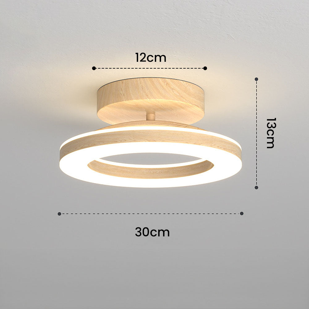 Flush Mount LED Disc Ceiling Light – Wood Finish Round Fixture for Bedroom, Hallway & Dining Room – 8-12 Inch Compact Low Profile Design | Thomler