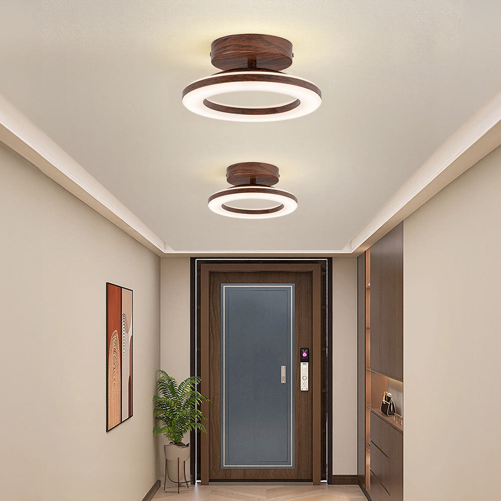 Flush Mount LED Disc Ceiling Light – Wood Finish Round Fixture for Bedroom, Hallway & Dining Room – 8-12 Inch Compact Low Profile Design | Thomler