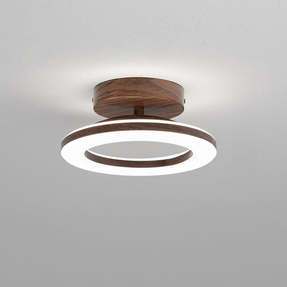 Flush Mount LED Disc Ceiling Light – Wood Finish Round Fixture for Bedroom, Hallway & Dining Room – 8-12 Inch Compact Low Profile Design | Thomler