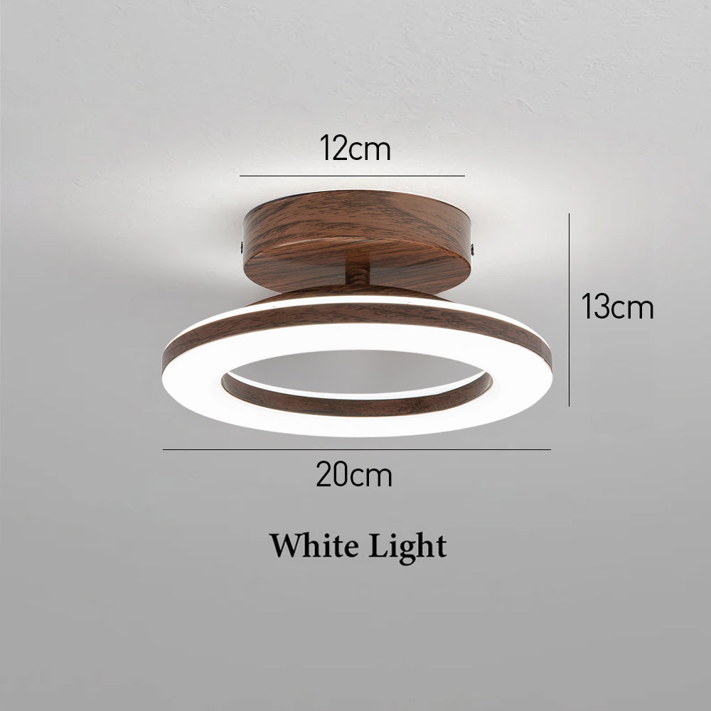 Flush Mount LED Disc Ceiling Light – Wood Finish Round Fixture for Bedroom, Hallway & Dining Room – 8-12 Inch Compact Low Profile Design | Thomler