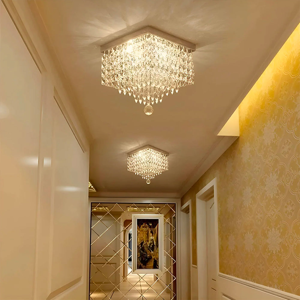 Crystal Flush Mount Ceiling Light 4-Light Chrome Finish for Hallway Bedroom Living Room Dining Room Kitchen Entry Contemporary Lighting | Thomler