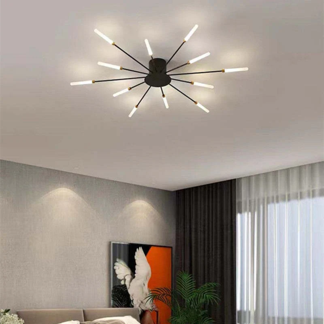 Large LED Ceiling Light Fixture with Multiple Bulbs for Living Room Bedroom Hotels White Metal Acrylic Flush Mount Indoor Lighting 10-16 Squ | Thomler