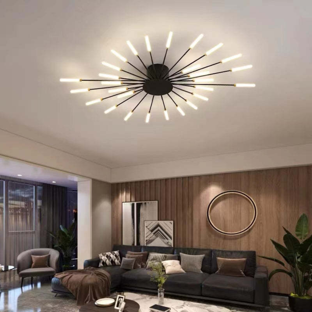 Large LED Ceiling Light Fixture with Multiple Bulbs for Living Room Bedroom Hotels White Metal Acrylic Flush Mount Indoor Lighting 10-16 Squ | Thomler