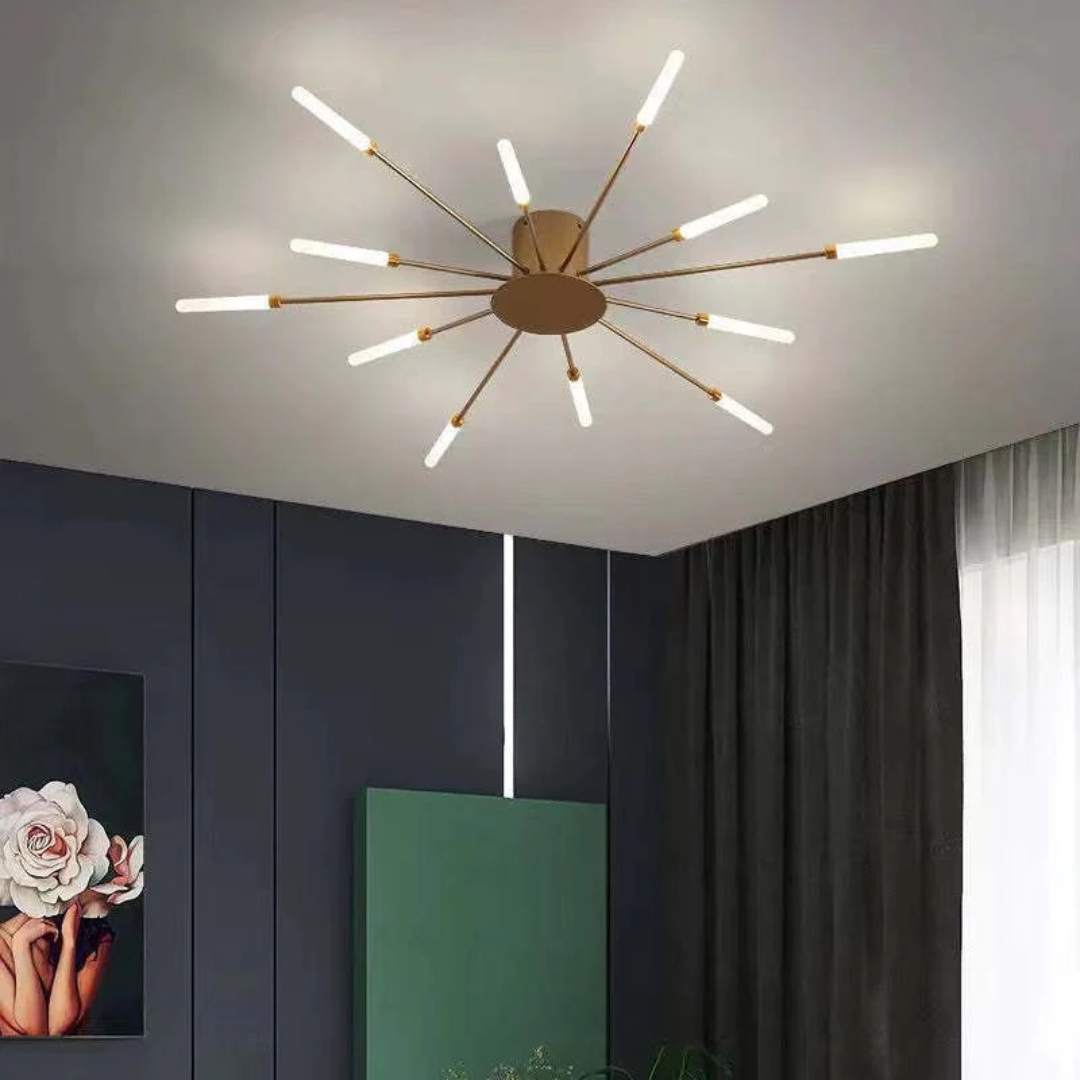 Large LED Ceiling Light Fixture with Multiple Bulbs for Living Room Bedroom Hotels White Metal Acrylic Flush Mount Indoor Lighting 10-16 Squ | Thomler