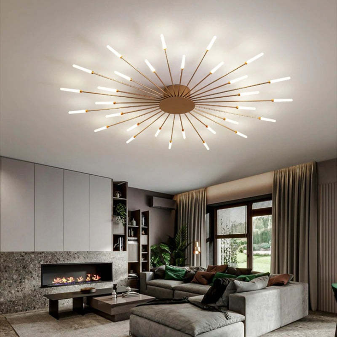 Large LED Ceiling Light Fixture with Multiple Bulbs for Living Room Bedroom Hotels White Metal Acrylic Flush Mount Indoor Lighting 10-16 Squ | Thomler