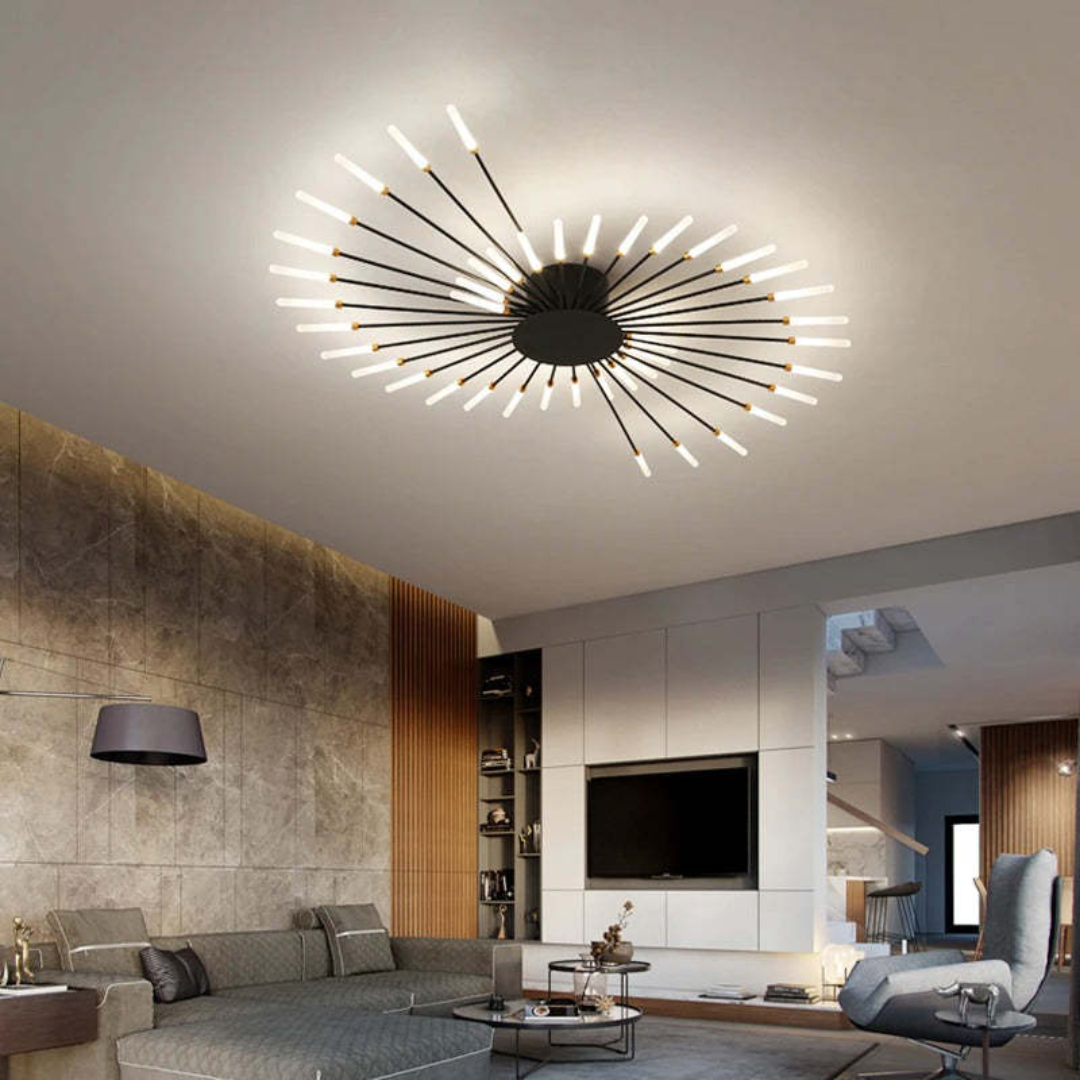 Large LED Ceiling Light Fixture with Multiple Bulbs for Living Room Bedroom Hotels White Metal Acrylic Flush Mount Indoor Lighting 10-16 Squ | Thomler