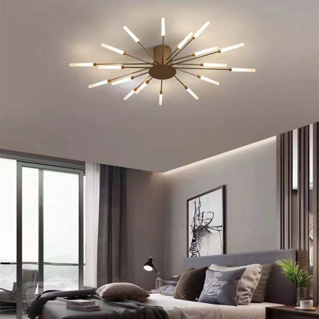 Large LED Ceiling Light Fixture with Multiple Bulbs for Living Room Bedroom Hotels White Metal Acrylic Flush Mount Indoor Lighting 10-16 Squ | Thomler