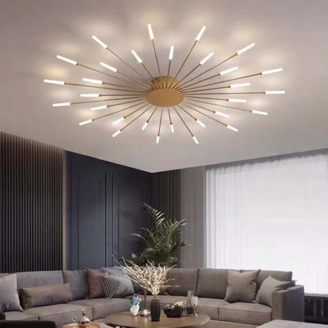 Large LED Ceiling Light Fixture with Multiple Bulbs for Living Room Bedroom Hotels White Metal Acrylic Flush Mount Indoor Lighting 10-16 Squ | Thomler