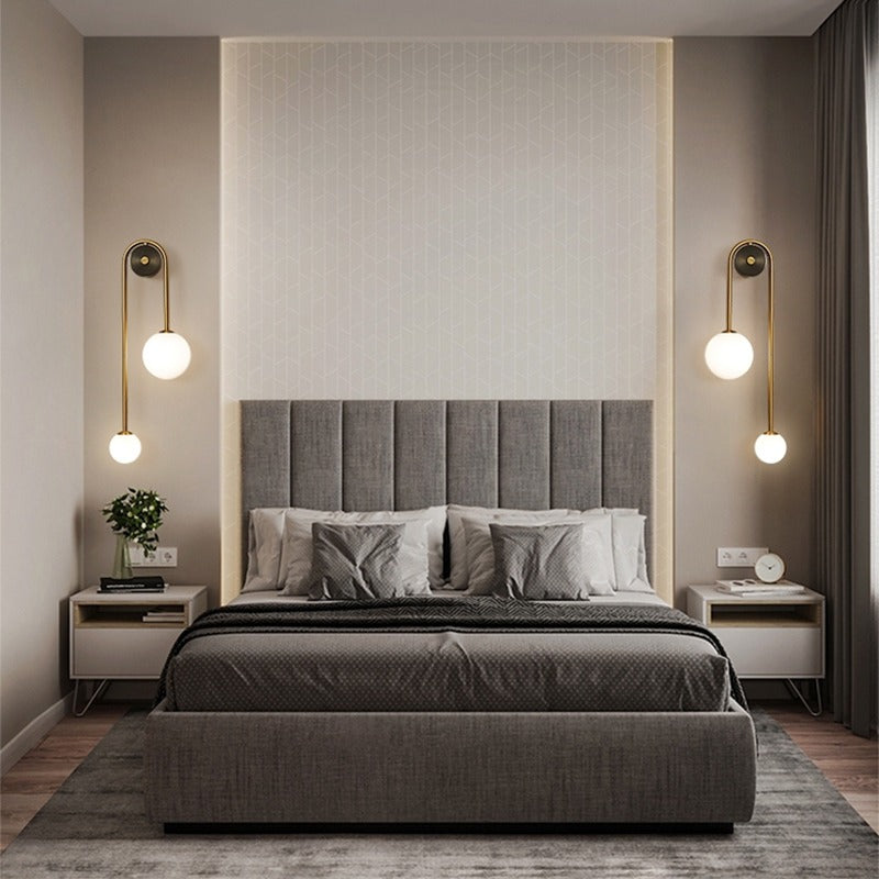 Glass Shade Wall Sconce Light with Brass-Finish Metal Frame for Hallway, Bedroom, Living Room & Bathroom Lighting | Thomler