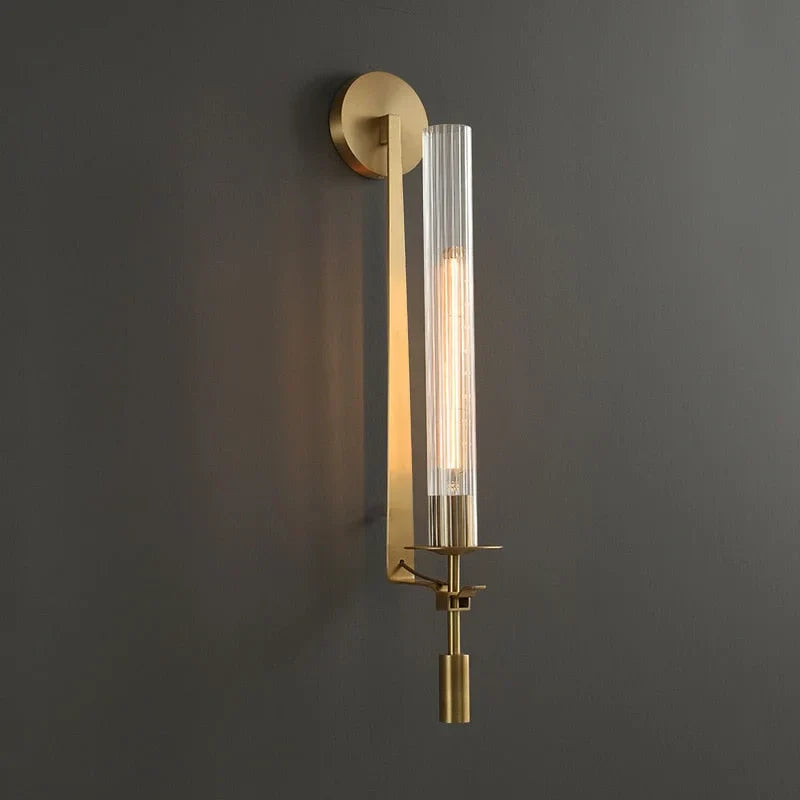 Wall Lamp Glass Tube 23.2 in Gold LED Bedroom Bathroom Hallway Sconce Modern Accent Lighting Fixture | Thomler
