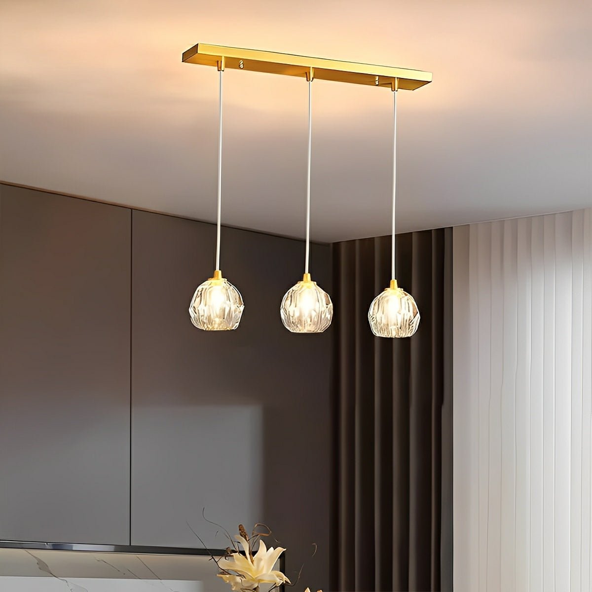 Pendant Light Brass Crystal 5W Adjustable 78 in Gold Living Room Dining Area Ceiling Lamp | Thomler