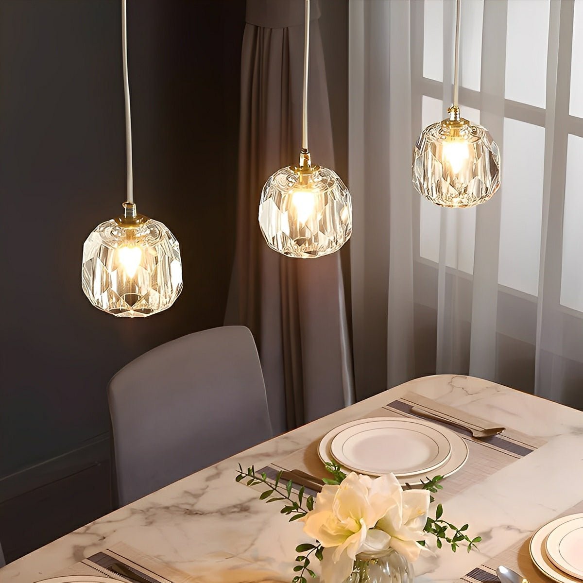 Pendant Light Brass Crystal 5W Adjustable 78 in Gold Living Room Dining Area Ceiling Lamp | Thomler