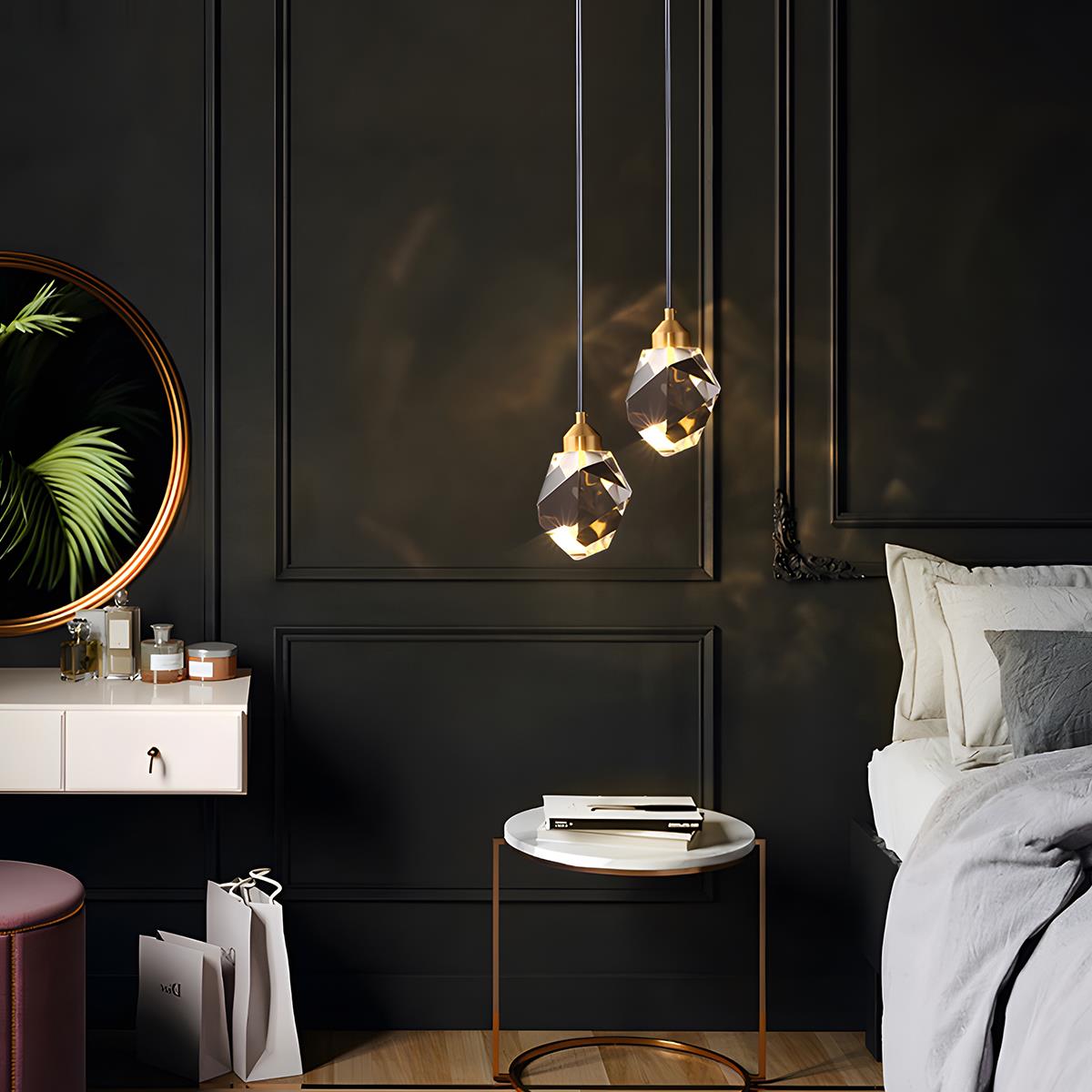 Pendant Light Brass Crystal 5W Adjustable 78 in Gold Living Room Dining Area Ceiling Lamp | Thomler