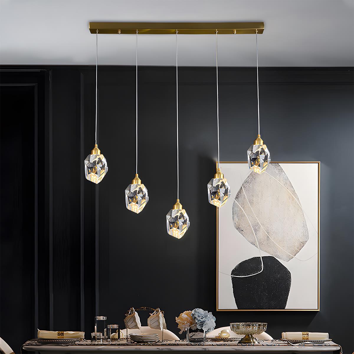 Pendant Light Brass Crystal 5W Adjustable 78 in Gold Living Room Dining Area Ceiling Lamp | Thomler