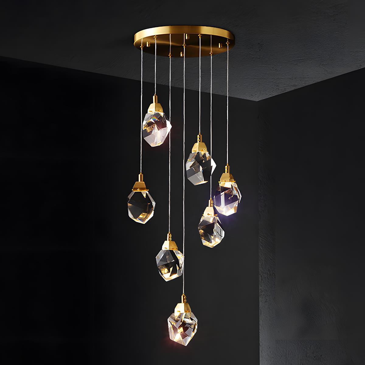 Pendant Light Brass Crystal 5W Adjustable 78 in Gold Living Room Dining Area Ceiling Lamp | Thomler