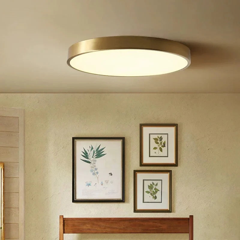 Ceiling Light Copper Flush Mount 11.8 in Low Profile Bronze Modern Bedroom Kitchen Round Minimalist Lighting Fixture | Thomler
