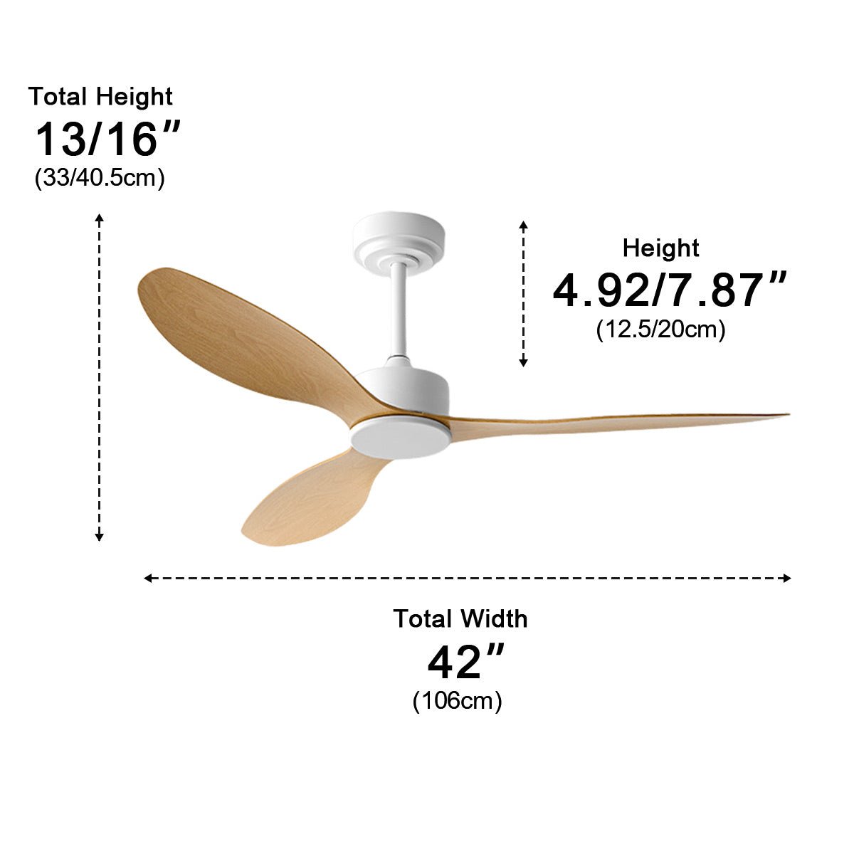 3-Blade Reversible DC Ceiling Fan with Remote & Wall Control – Modern Low-Profile Design for Bedroom Living Room Dining Room – Quiet | Thomler