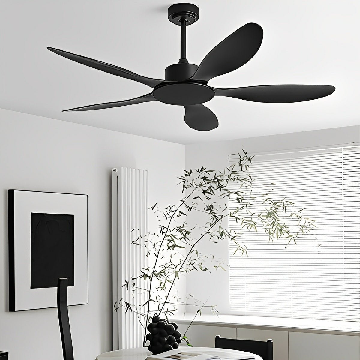 DC Motor Ceiling Fan 5-Blade Reversible with Remote & Wall Switch 6-Speed Quiet Low-Profile Design for Living Room Bedroom Dining Room | Thomler
