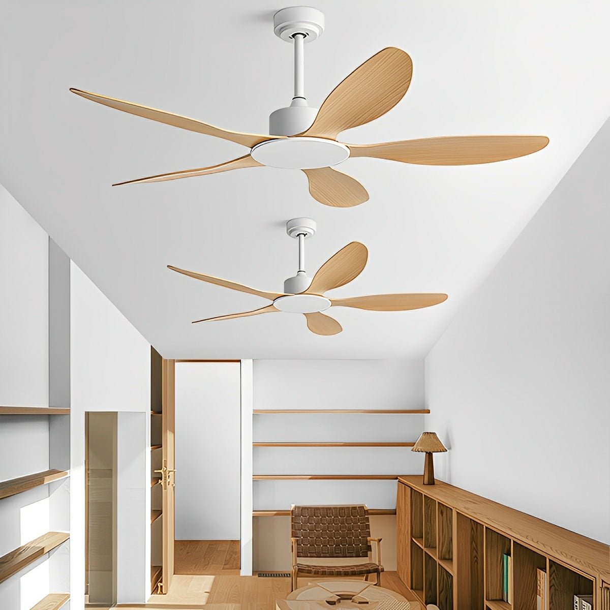 DC Motor Ceiling Fan 5-Blade Reversible with Remote & Wall Switch 6-Speed Quiet Low-Profile Design for Living Room Bedroom Dining Room | Thomler