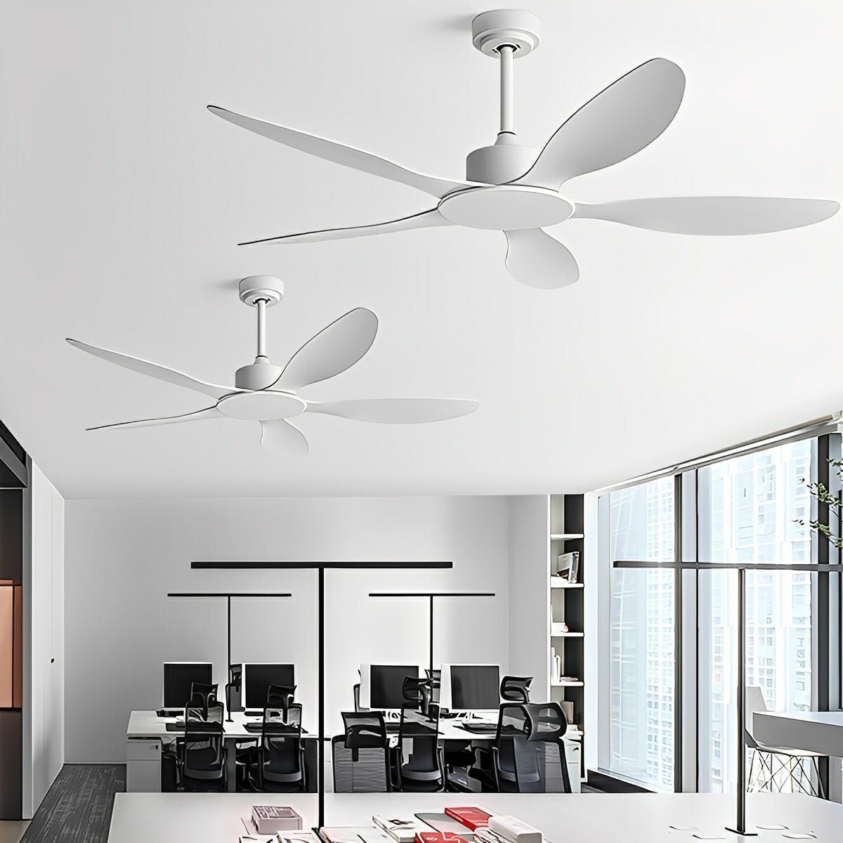 DC Motor Ceiling Fan 5-Blade Reversible with Remote & Wall Switch 6-Speed Quiet Low-Profile Design for Living Room Bedroom Dining Room | Thomler