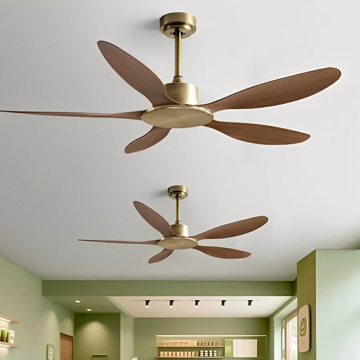 DC Motor Ceiling Fan 5-Blade Reversible with Remote & Wall Switch 6-Speed Quiet Low-Profile Design for Living Room Bedroom Dining Room | Thomler