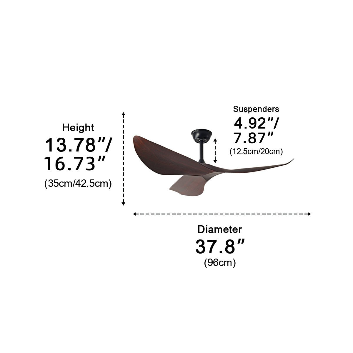 Ceiling Fan ABS 132.0 cm Black Quiet Bedroom Living Room Remote Control Modern Reversible DC Motor | Thomler