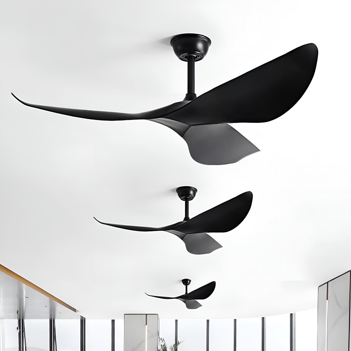 Ceiling Fan ABS 132.0 cm Black Quiet Bedroom Living Room Remote Control Modern Reversible DC Motor | Thomler