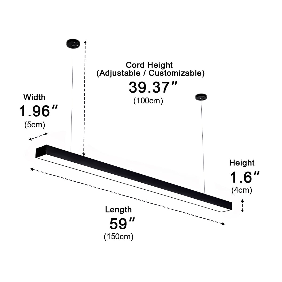 Aluminum Linear Panel LED Fixture Hardwired Flush Mount Ceiling Light for Office Workspace Commercial Black 16W 24W 36W 48W | Thomler