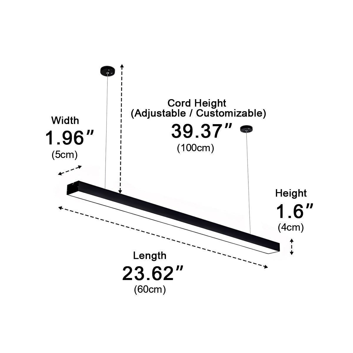 Aluminum Linear Panel LED Fixture Hardwired Flush Mount Ceiling Light for Office Workspace Commercial Black 16W 24W 36W 48W | Thomler