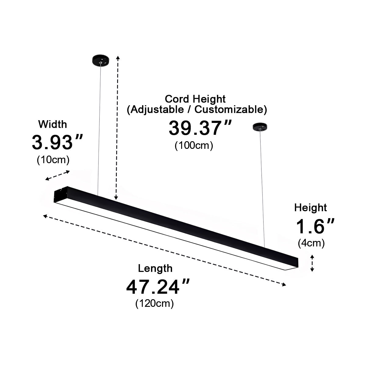 Aluminum Linear Panel LED Fixture Hardwired Flush Mount Ceiling Light for Office Workspace Commercial Black 16W 24W 36W 48W | Thomler