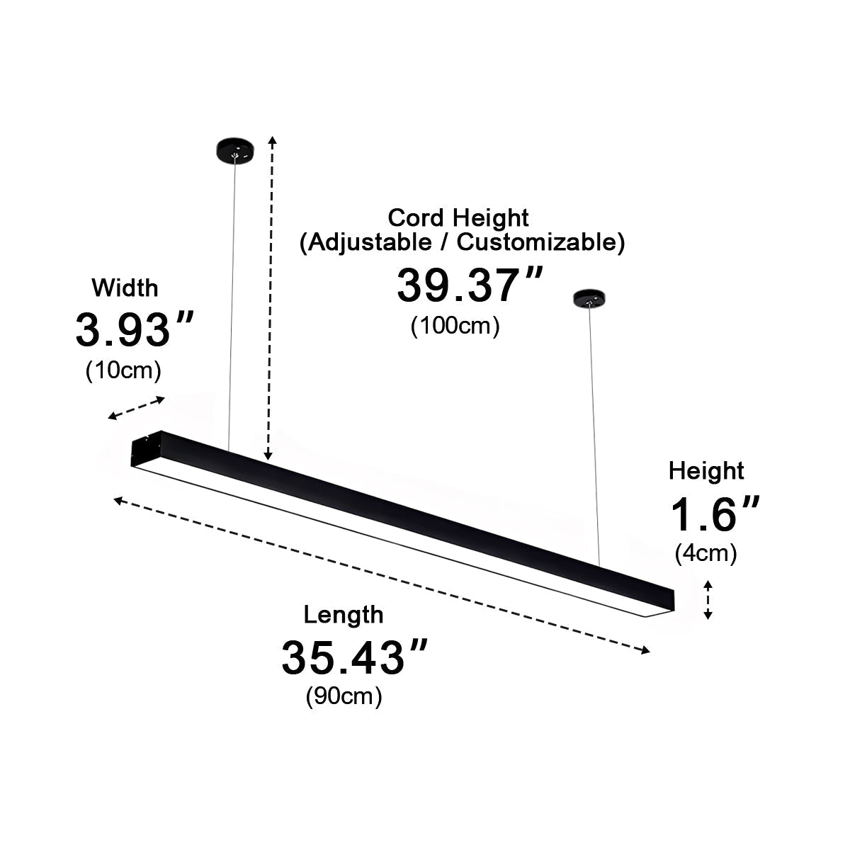 Aluminum Linear Panel LED Fixture Hardwired Flush Mount Ceiling Light for Office Workspace Commercial Black 16W 24W 36W 48W | Thomler