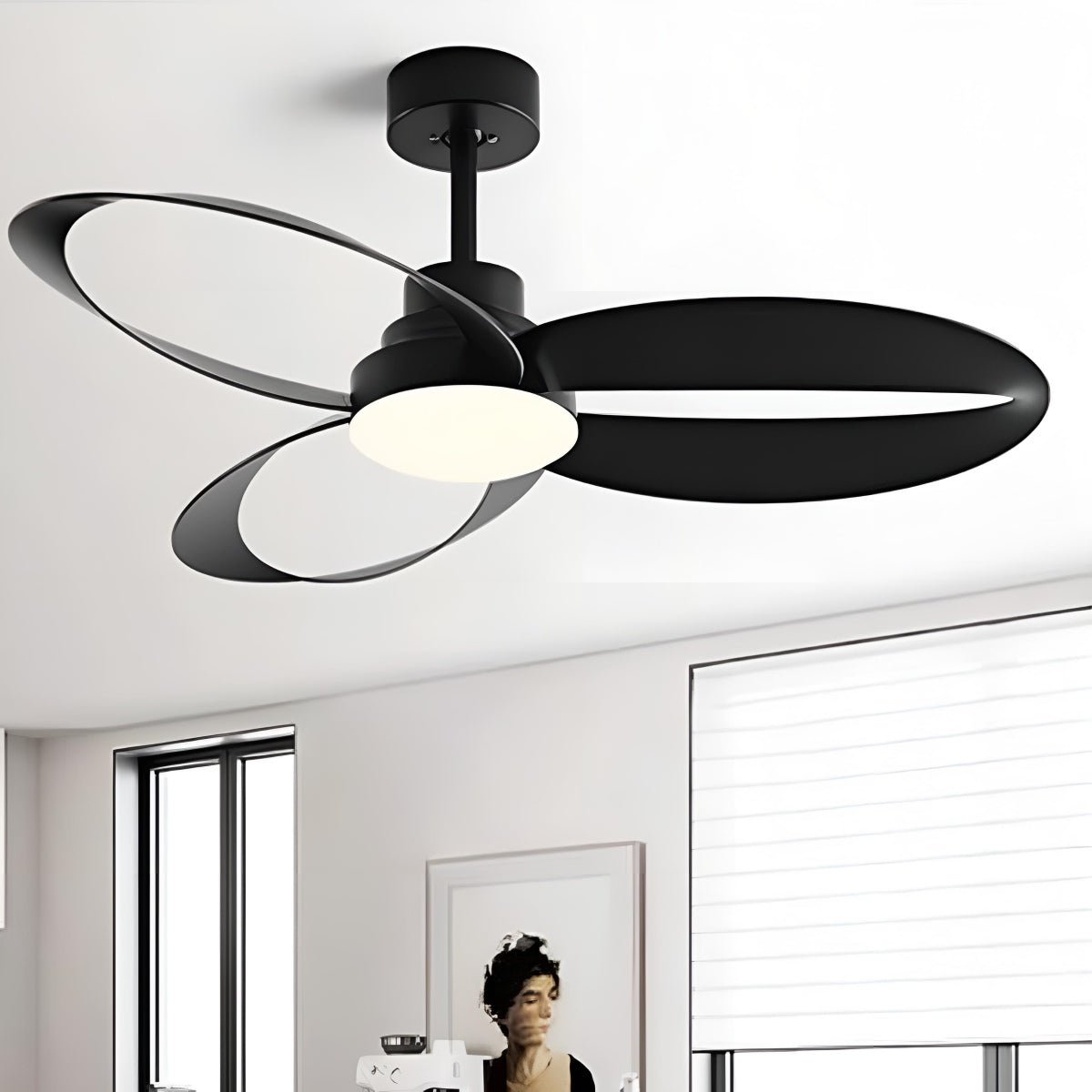 Ceiling Fan Light Copper ABS Blades 42 in White Modern Living Room Dining Bedroom Minimalist Reversible LED Remote Control | Thomler