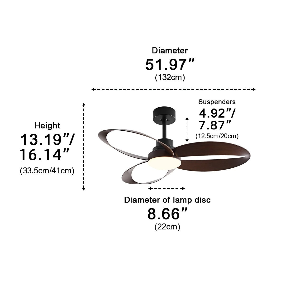 Ceiling Fan Light Copper ABS Blades 42 in White Modern Living Room Dining Bedroom Minimalist Reversible LED Remote Control | Thomler