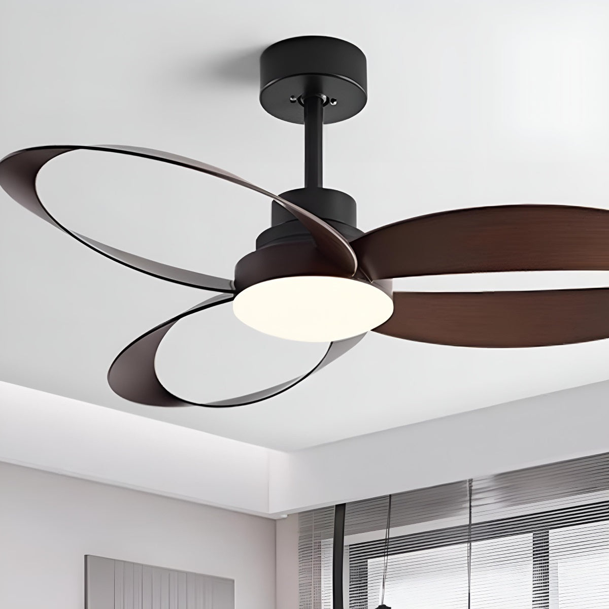 Ceiling Fan Light Copper ABS Blades 42 in White Modern Living Room Dining Bedroom Minimalist Reversible LED Remote Control | Thomler