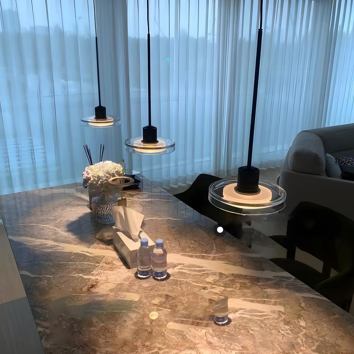 Pendant Light Glass 80.0 cm Black Kitchen Island Dimmable Dining Room Hanging Ceiling Lamp | Thomler