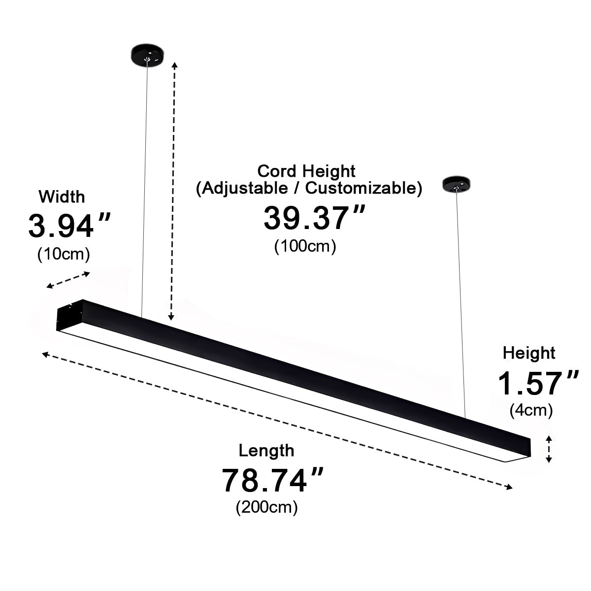 Linear Aluminum Ceiling Bar Light for Conference Rooms and Workspaces | Thomler