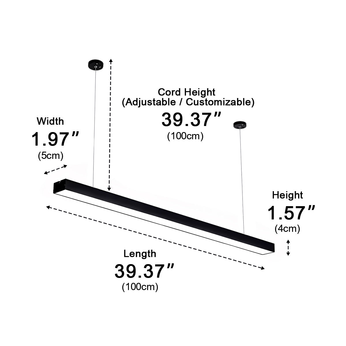 Linear Aluminum Ceiling Bar Light for Conference Rooms and Workspaces | Thomler