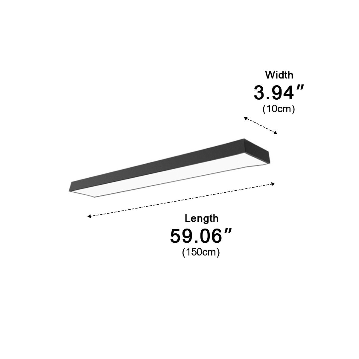 Ceiling Light Aluminium LED 150.0 cm Black Office Gym Linear Hanging Strip Fixture Modern Commercial Lighting | Thomler