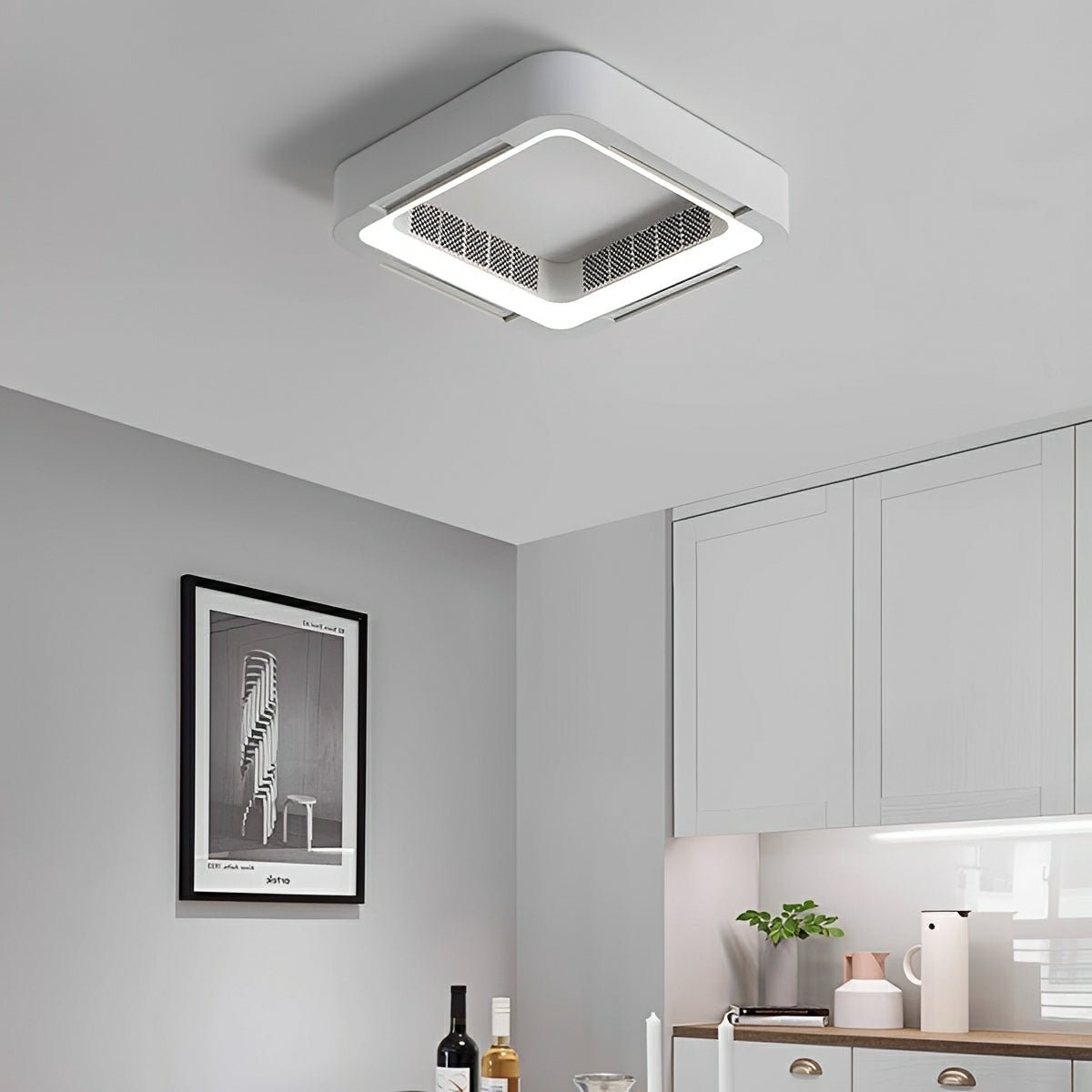 Bladeless LED Ceiling Fan with Light – Remote Control Dimmable Fixture for Bedroom Living Room | Thomler