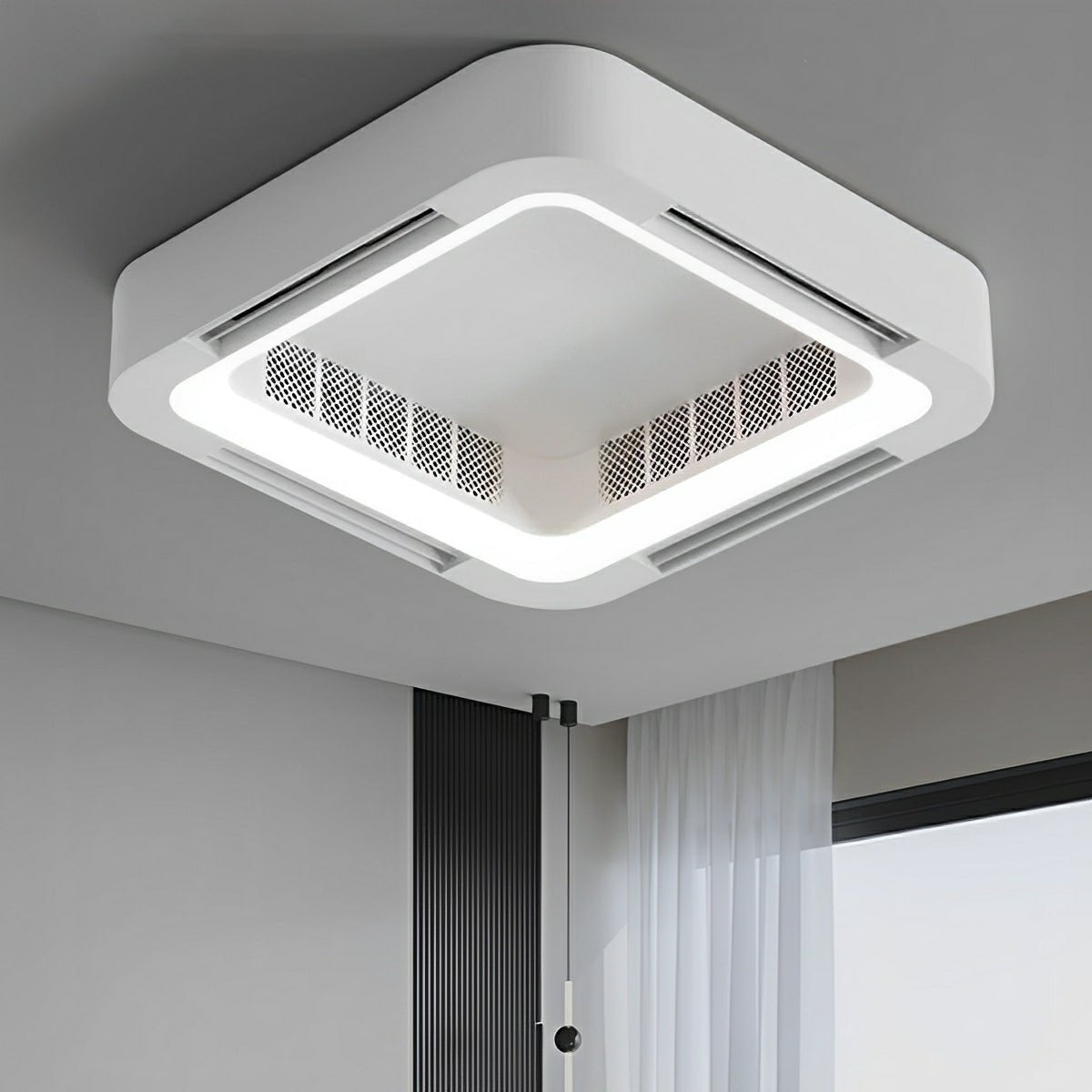 Bladeless LED Ceiling Fan with Light – Remote Control Dimmable Fixture for Bedroom Living Room | Thomler