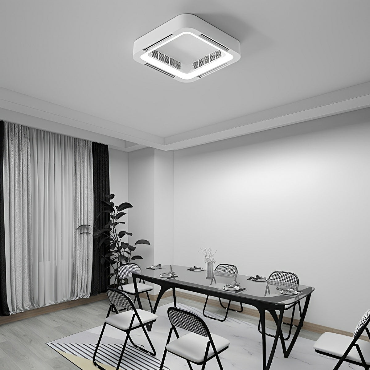 Bladeless LED Ceiling Fan with Light – Remote Control Dimmable Fixture for Bedroom Living Room | Thomler