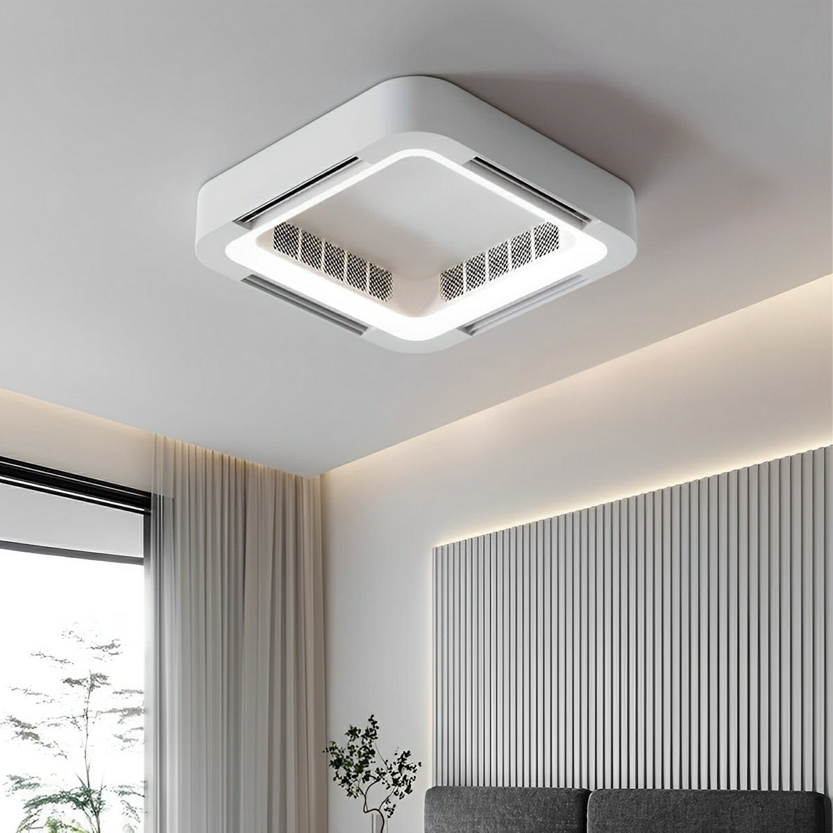 Bladeless LED Ceiling Fan with Light – Remote Control Dimmable Fixture for Bedroom Living Room | Thomler