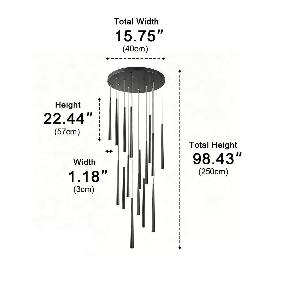 Cascading Tube Pendant Light for Staircase & High Ceilings – Dimmable LED Multi-Drop Foyer Chandelier | Thomler