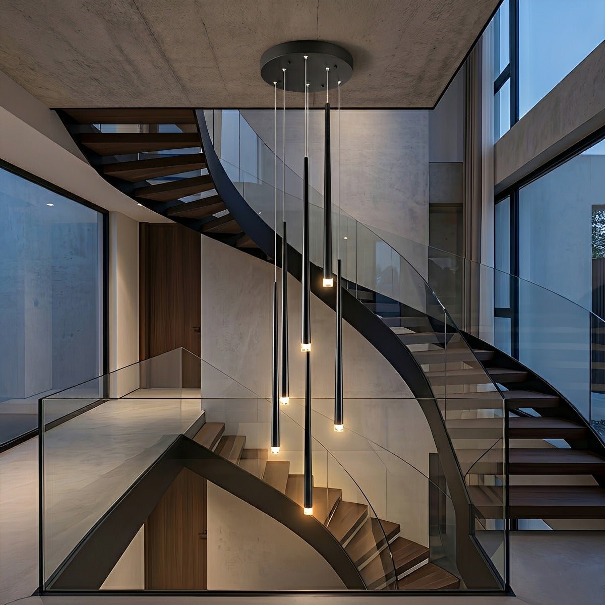 Cascading Tube Pendant Light for Staircase & High Ceilings – Dimmable LED Multi-Drop Foyer Chandelier | Thomler