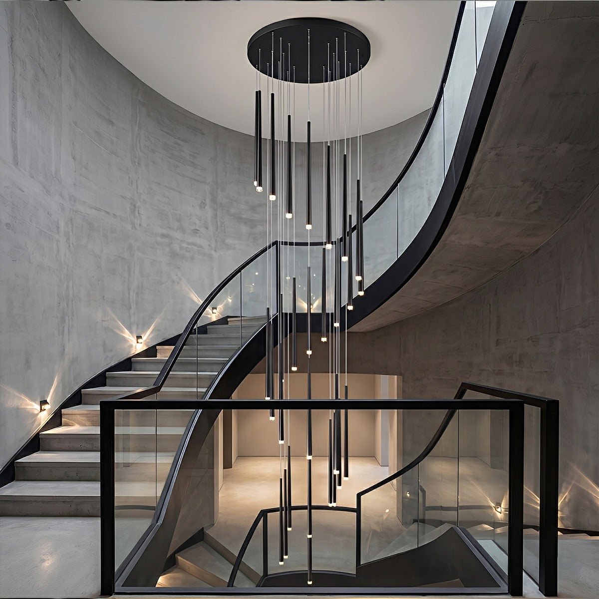 Cascading Tube Pendant Light for Staircase & High Ceilings – Dimmable LED Multi-Drop Foyer Chandelier | Thomler
