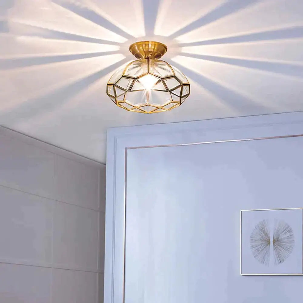 Copper Flush-Mount LED Ceiling Light Fixture for Hallways, Entryways, Bedrooms – Single-Lamp Minimalist Design with E27 Socket | Thomler