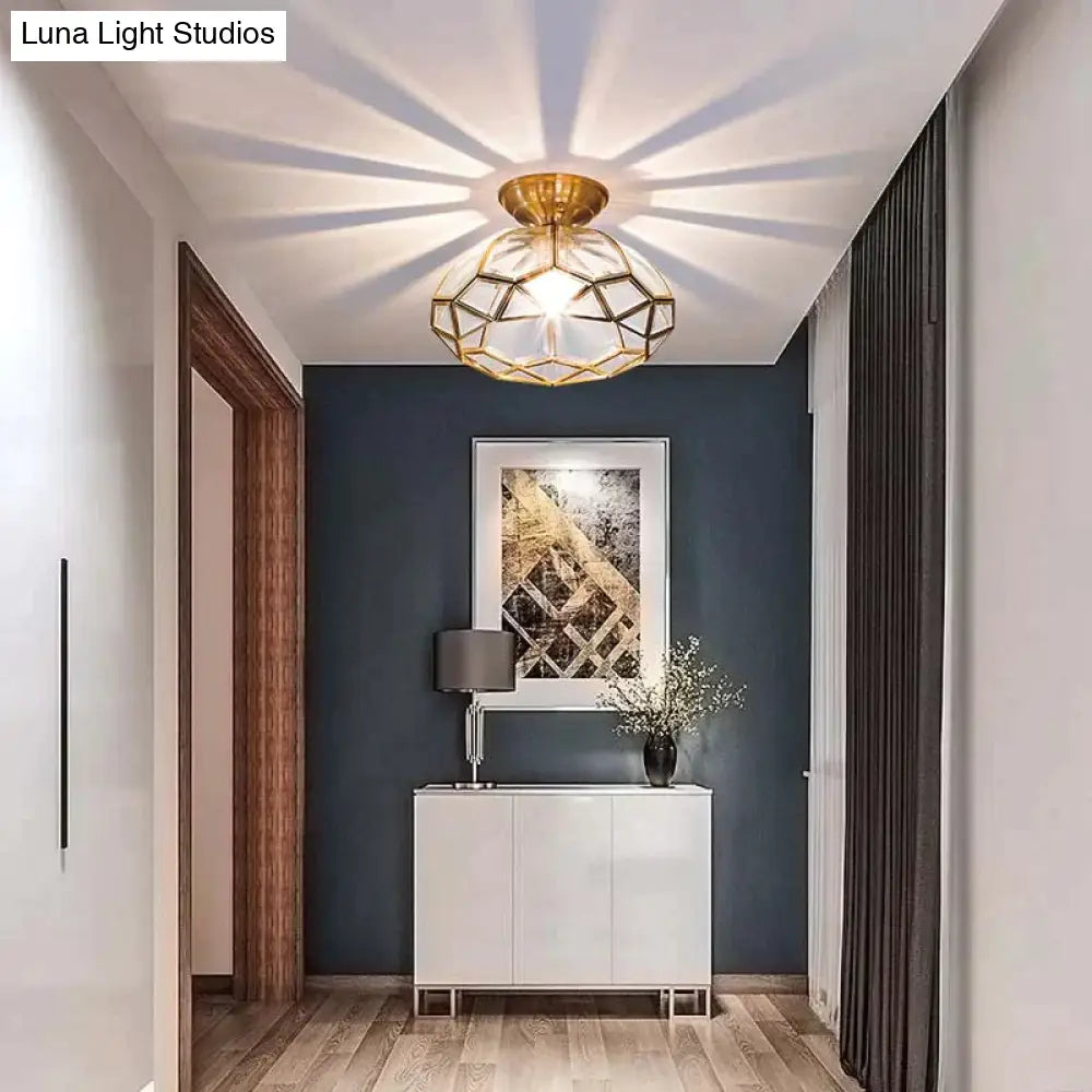 Copper Flush-Mount LED Ceiling Light Fixture for Hallways, Entryways, Bedrooms – Single-Lamp Minimalist Design with E27 Socket | Thomler