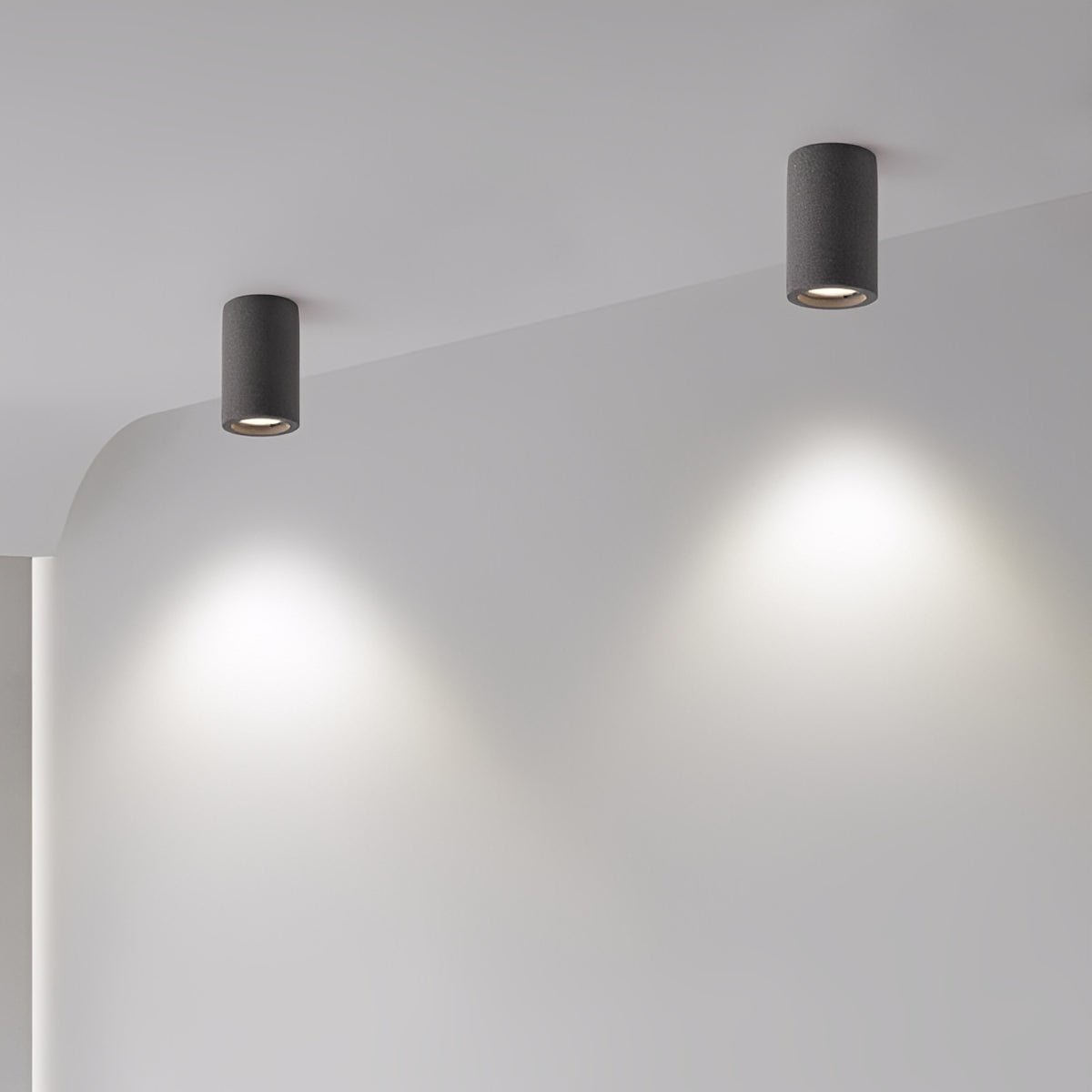 Surface Spotlight Aluminium Concrete Look 7W Grey Ceiling Kitchen Bedroom GU10 Industrial Minimalist Lighting | Thomler
