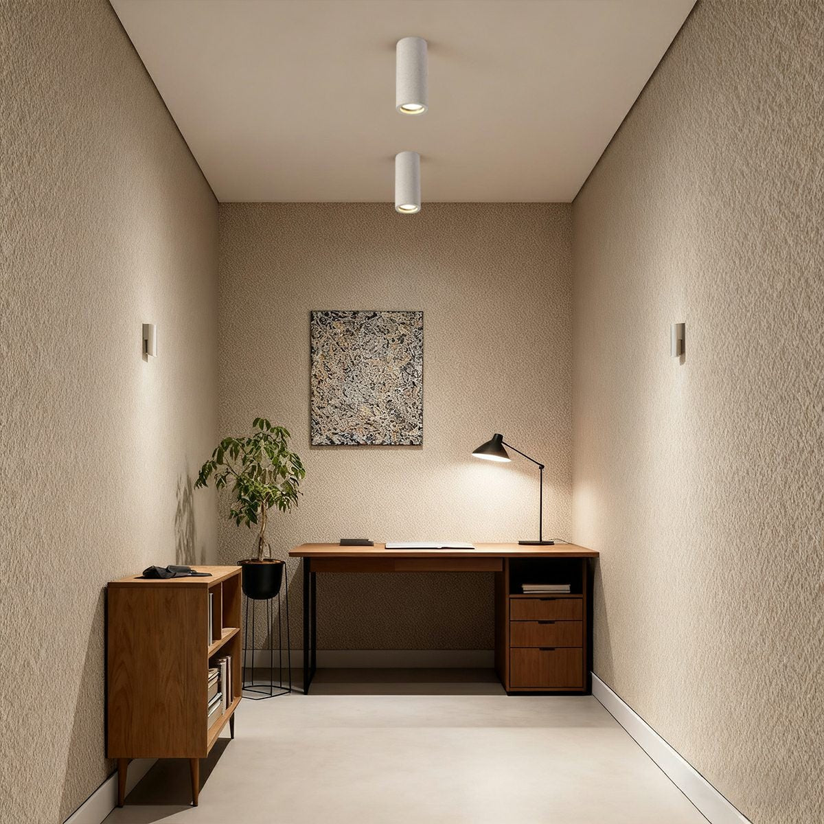 Surface Spotlight Aluminium Concrete Look 7W Grey Ceiling Kitchen Bedroom GU10 Industrial Minimalist Lighting | Thomler