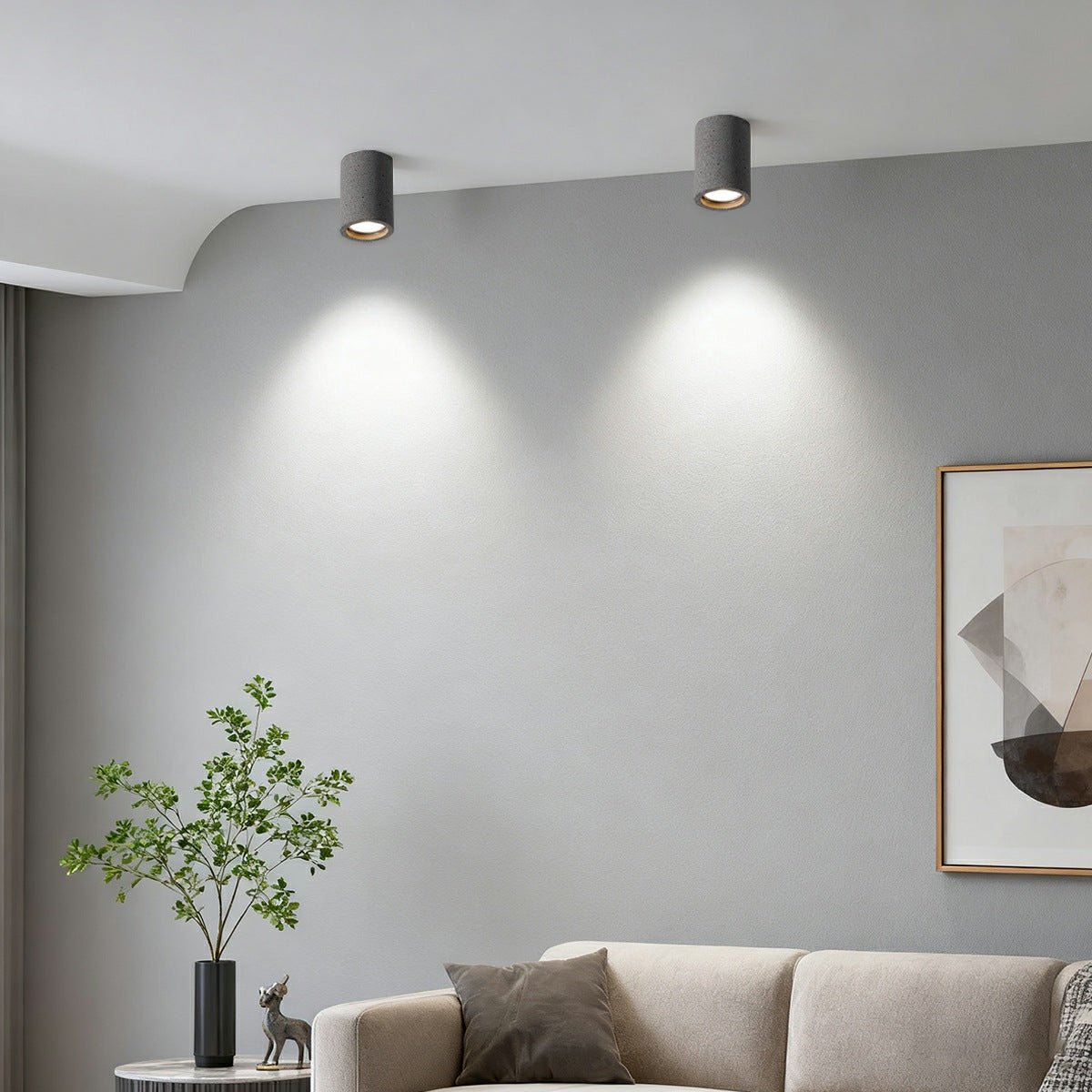 Surface Spotlight Aluminium Concrete Look 7W Grey Ceiling Kitchen Bedroom GU10 Industrial Minimalist Lighting | Thomler